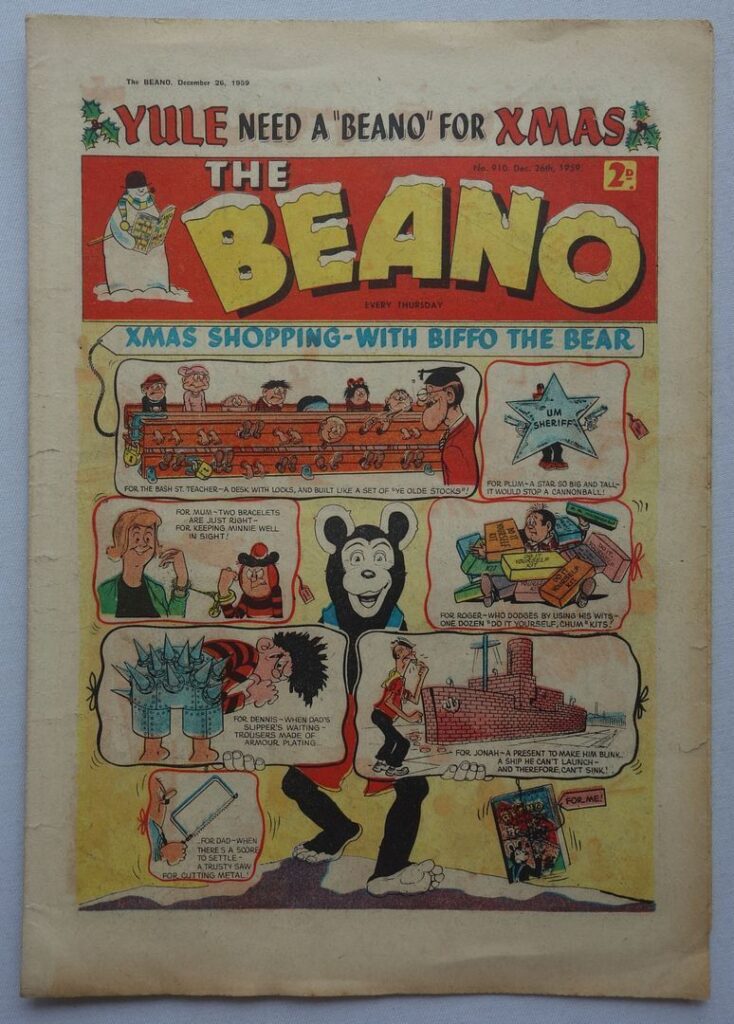 The Beano No. 910, cover dated 26th December 1959 - the 1959 Christmas issue of the weekly comic