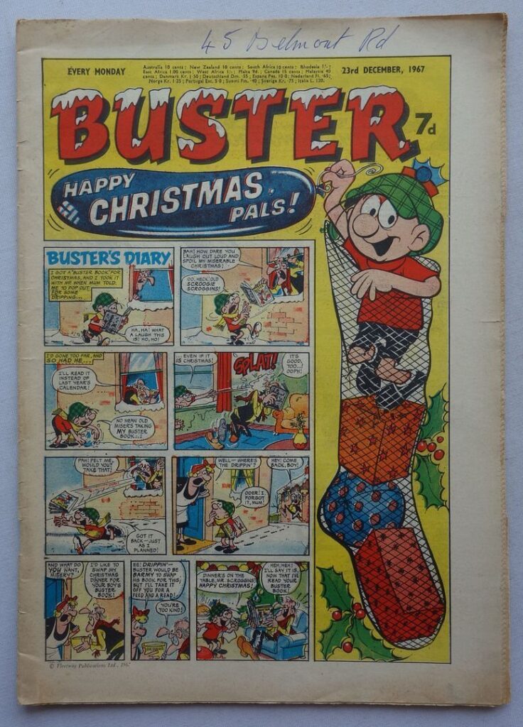 Buster, cover dated 23rd December 1967 Christmas issue, with smashing cover art