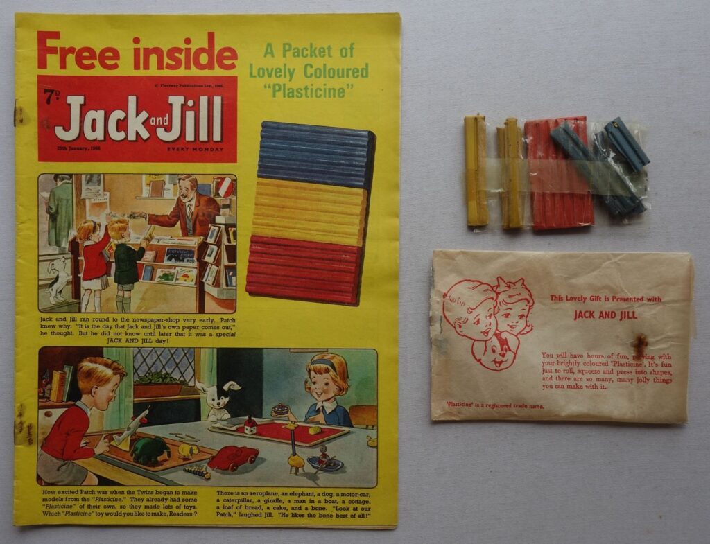 Jack and Jill cover dated 29th January 1666, with its very rare gift - a set of Plasticine - intact