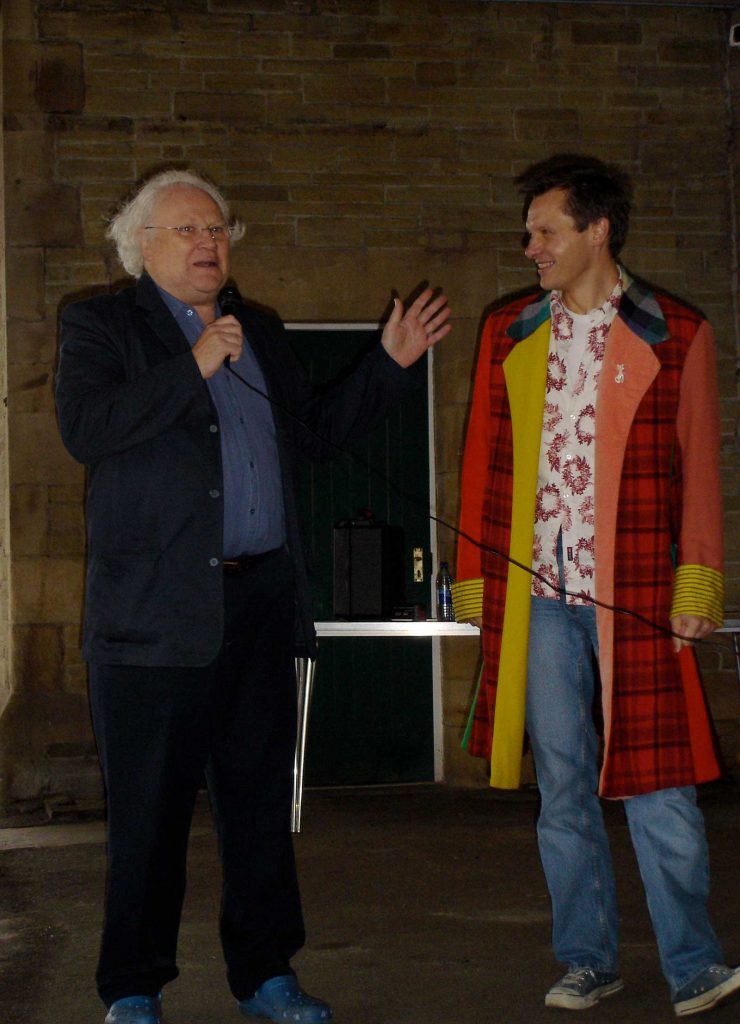 Colin Baker with John Ainsworth on Carnforth Station