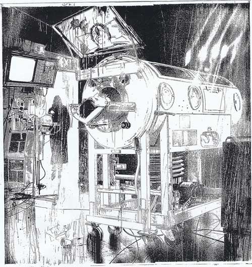 Art for the unpublished Big Numbers 3 by Bill Sienkiewicz. Script by Alan Moore