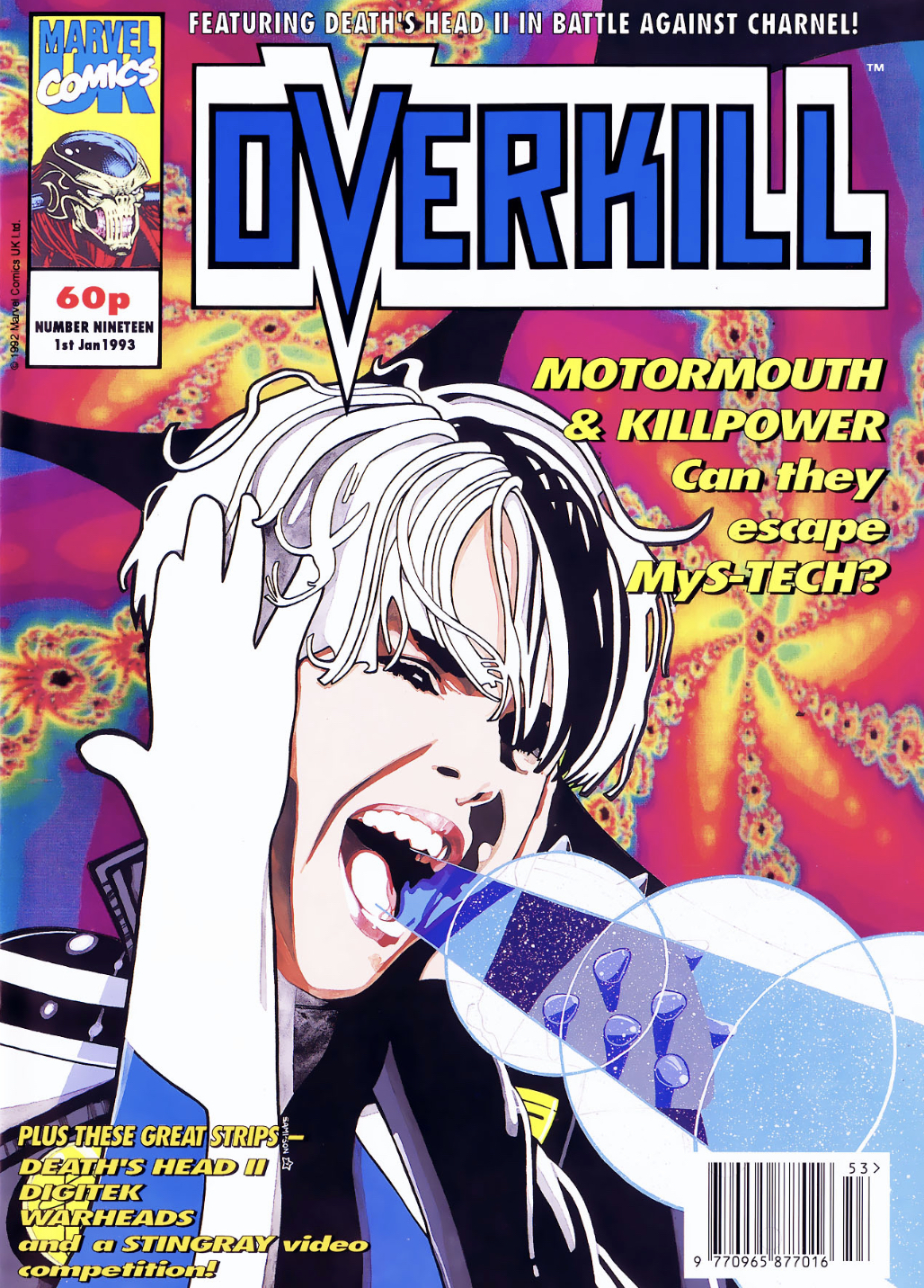 Overkill #19 cover featuring Motormouth by Steve Sampson (Marvel UK)