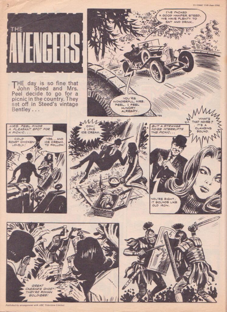 TV Comic No. 756, cover dated 11th June 1966 - The Avengers, drawn by Pat Williams