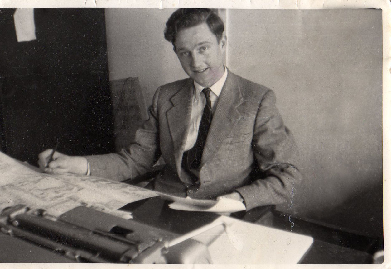 David Motton in the offices of Amalgamated Press in the 1960s