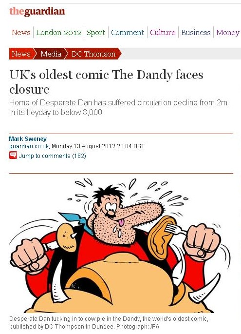 The Guardian, 13th August 2012 - The Dandy faces closure