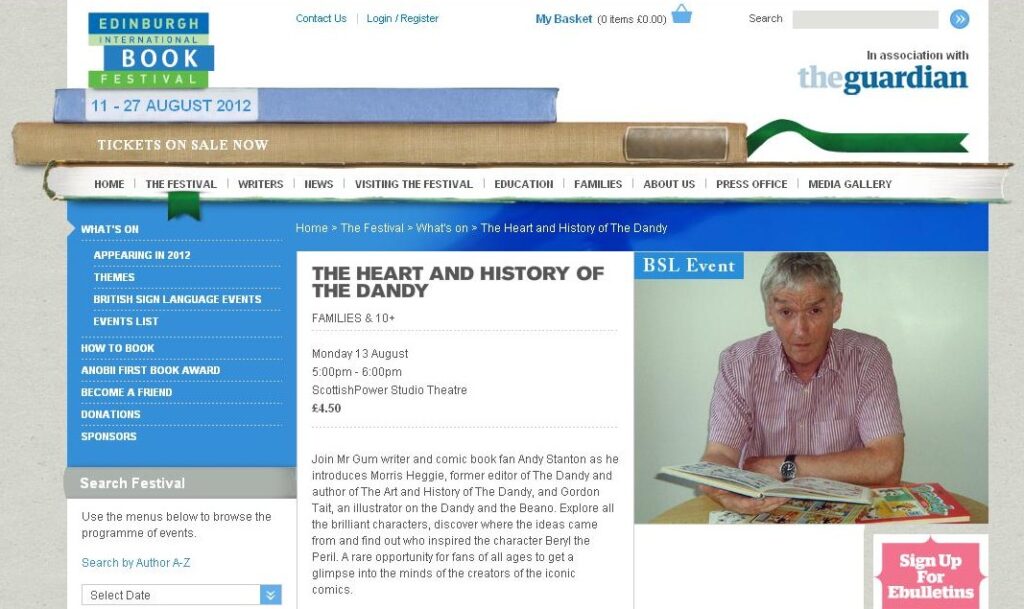Edinburgh International Book Festival, 2012 Talk - The Heart And History Of The Dandy 