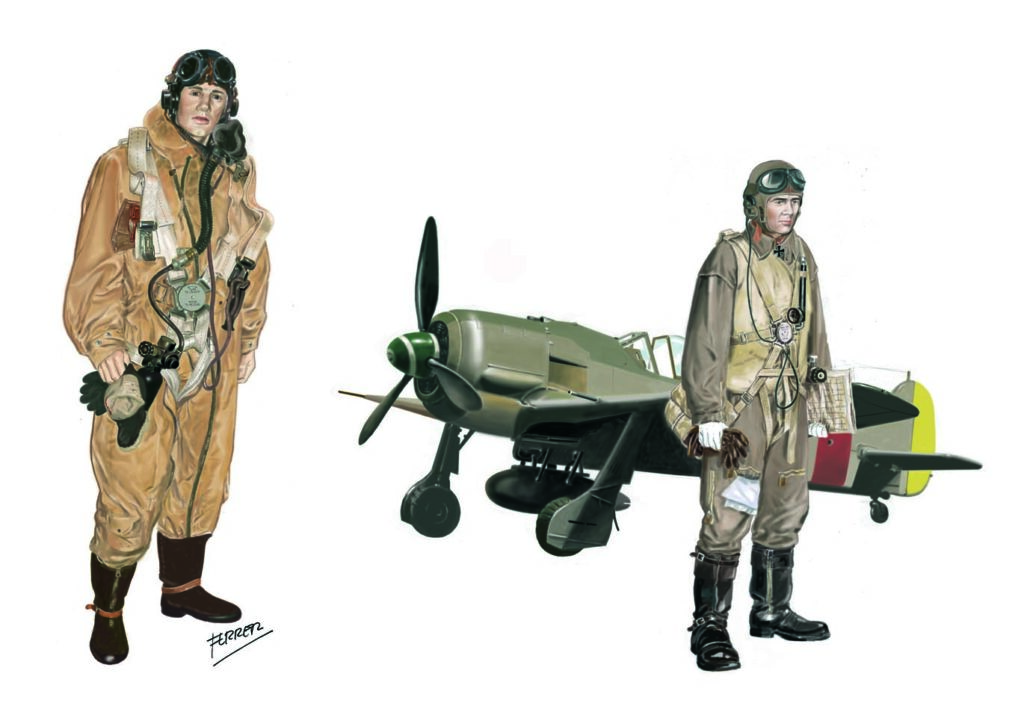 World War Two pilots, art by Ferrer
