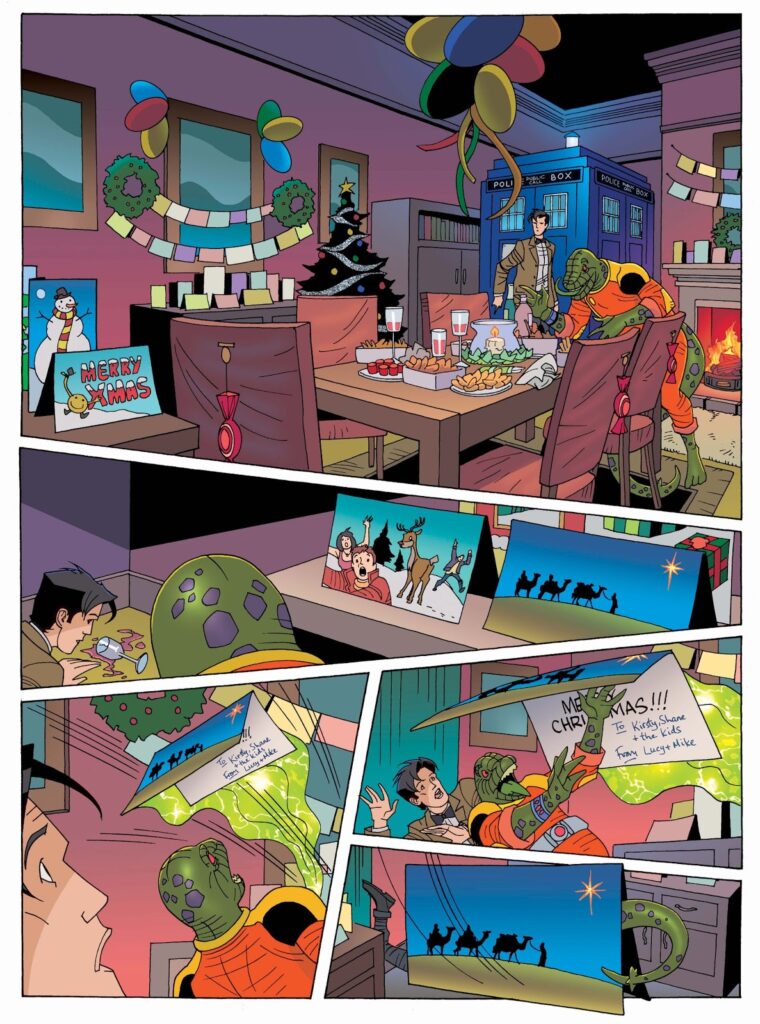 A page from one of the 2012 Doctor Who Adventures Christmas stories, written by Eddie Robson, drawn by John Ross, colour by Alan Craddock