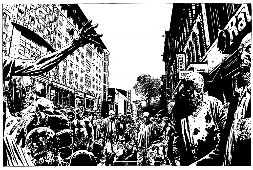 A stunning duble page spread by Charlie Adlard from The Walking Dead Issue 78