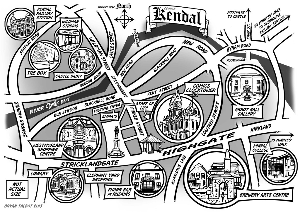 Comic Map of Kendal by Bryan Talbot for the Lakes International Comic Festival 2013