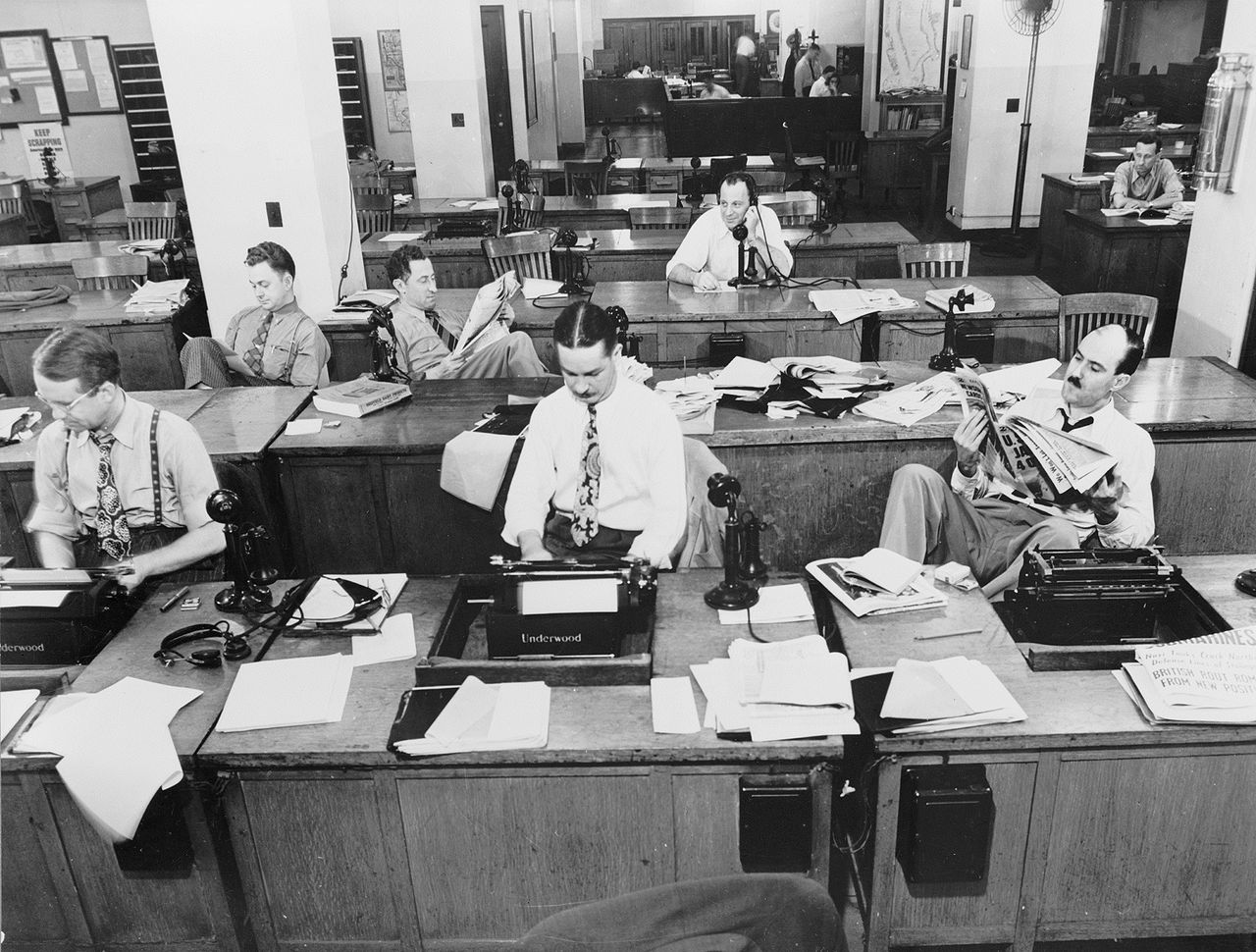 Newsroom of the New York Times newspaper in 1942