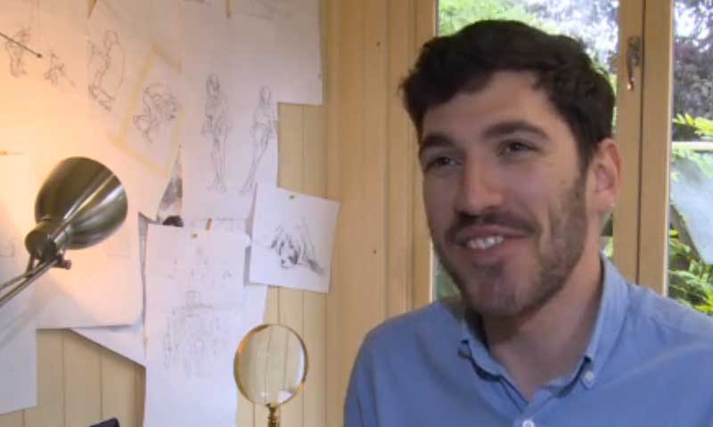 Will McPhail was interviewed by ITV's Granada News about his work in his studio.