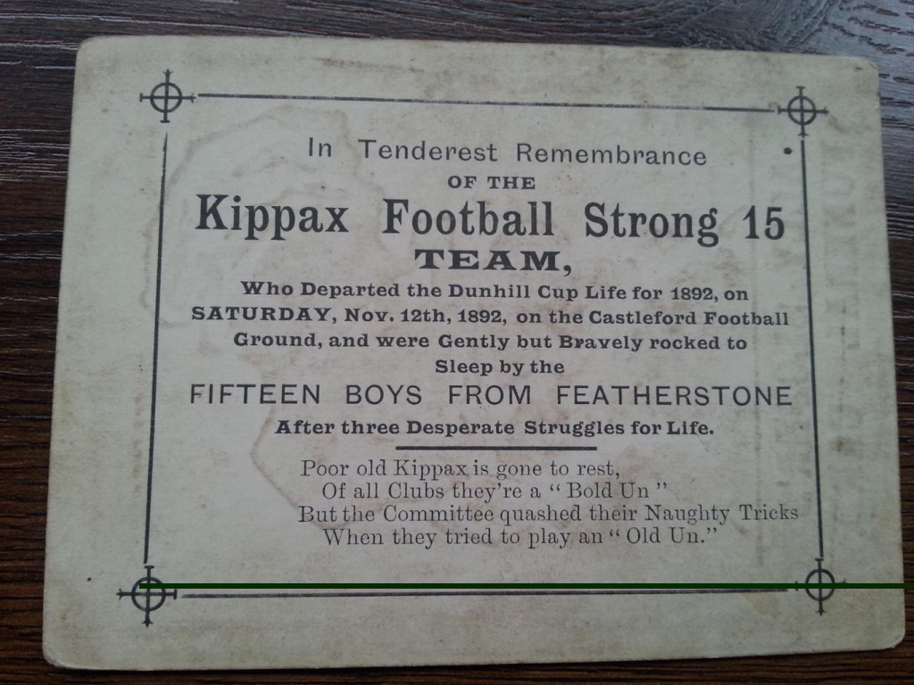 Featherstone Rovers Ally Sloper Funeral Card