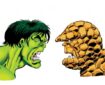 One of Simon Williams' original "Hulk versus Thing" artworks. Artwork © Simon Williams. Hulk, Thing © Marvel Comics