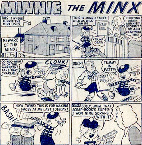 The first full appearance of Minnie the Minx in The Beano, 19th December 1953