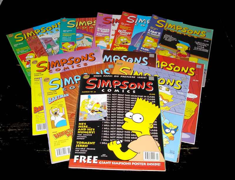 Early issues of Titan's Simpsons Comics magazine, which is now available digitally