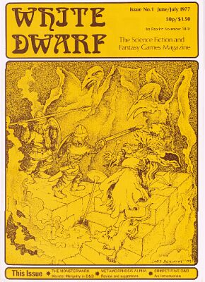 The cover of White Dwarf (magazine) issue 1, released in June/July 1977 and published by Games Workshop.
