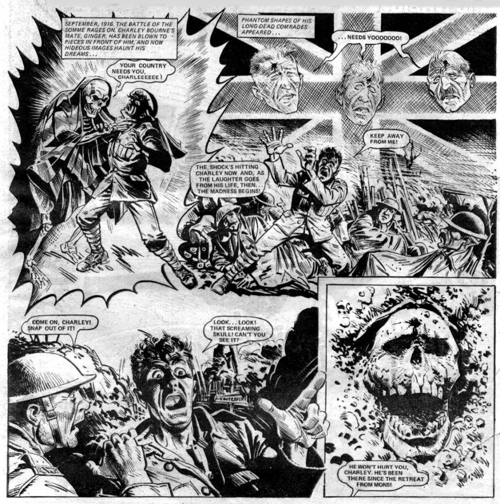 The horror of the war takes young Charley Bourne to the edge of insanity in this memorable sequence from the strip