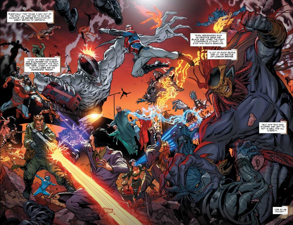 The Battle of London in Revolutionary War: Alpha. But just when did it take place in Marvel continuity? © Marvel Comics