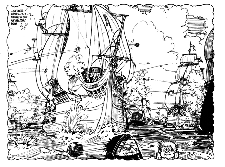 A panel from "Spoofer McGraw" for the Sparky Book, 1972, drawn by Gordon Bell.