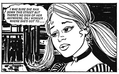 A panel of Episode 3 of "Star Struck Sister" written by Jenny McDade, as Stella tries to track down a runaway in the streets of Rome. Art by Giorgio Giorgetti. Scan kindly provided by David Roach. Art © Egmont