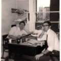 Tony Harding and Barrie Mitchell at London-based Link Studios, sometime in the late 1950s or early 1960s. Picture courtesy Antony Harding.