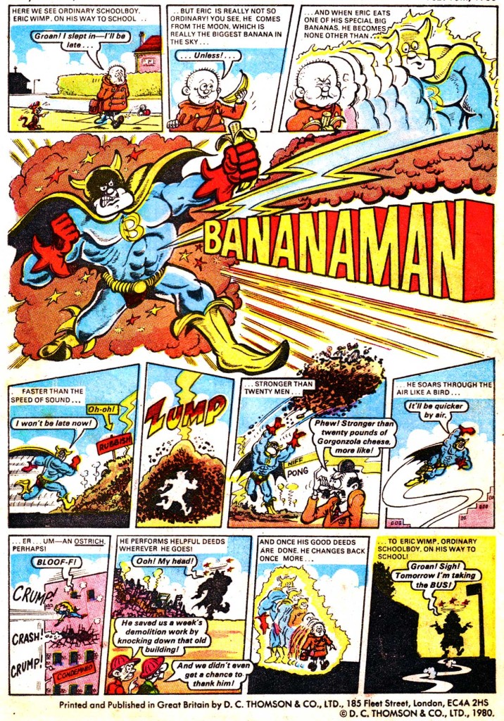 Bananaman's first appearance, in Nutty Issue 1 in February 1980. Art © DC Thomson.