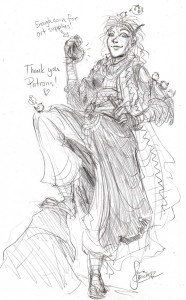 An example of one of the "behind the scenes" sketches Jennie offers patrons of SKAL..