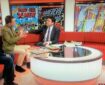 Paul Gravett on BBC News with David Huxley, talking about the British Library's Comics Unmasked exhibition