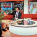 Paul Gravett on BBC News with David Huxley, talking about the British Library's Comics Unmasked exhibition