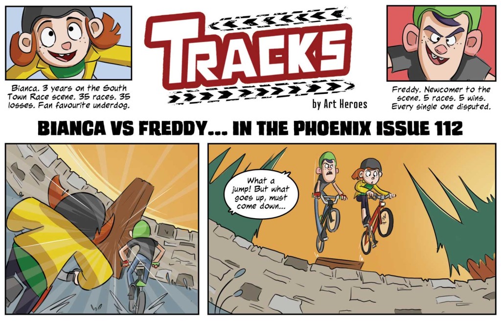 "Tracks" is a new strip for Art heroes fo The Phoeneix comic, on sale by subscription, digitally and from Waitrose supermarkets.