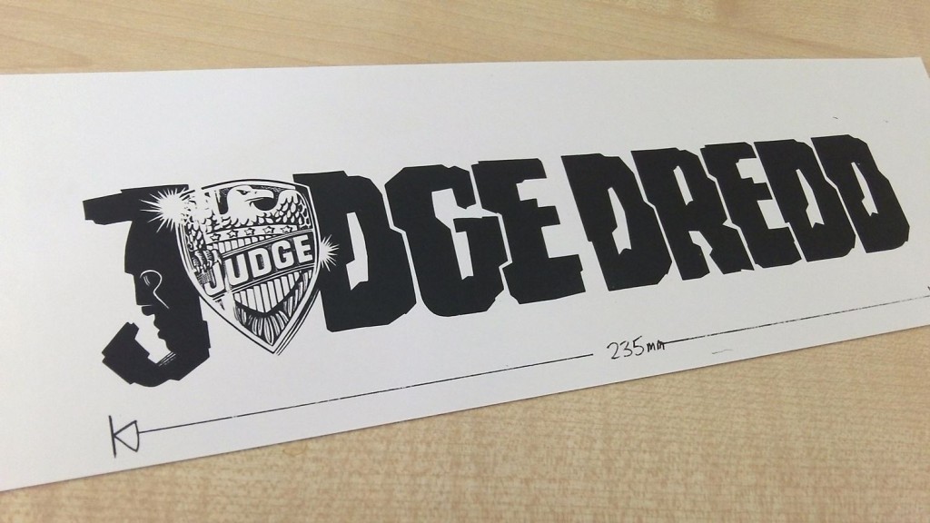 The first "Judge Dredd" logo, designed by Janet Shepheard.