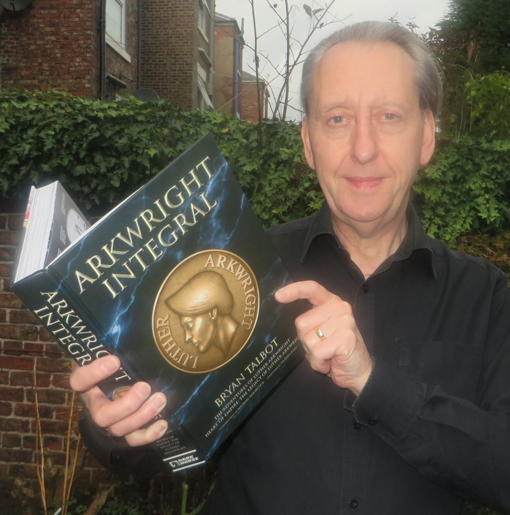 Creator Bryan Talbot with an advance copy of Arkwright Integral