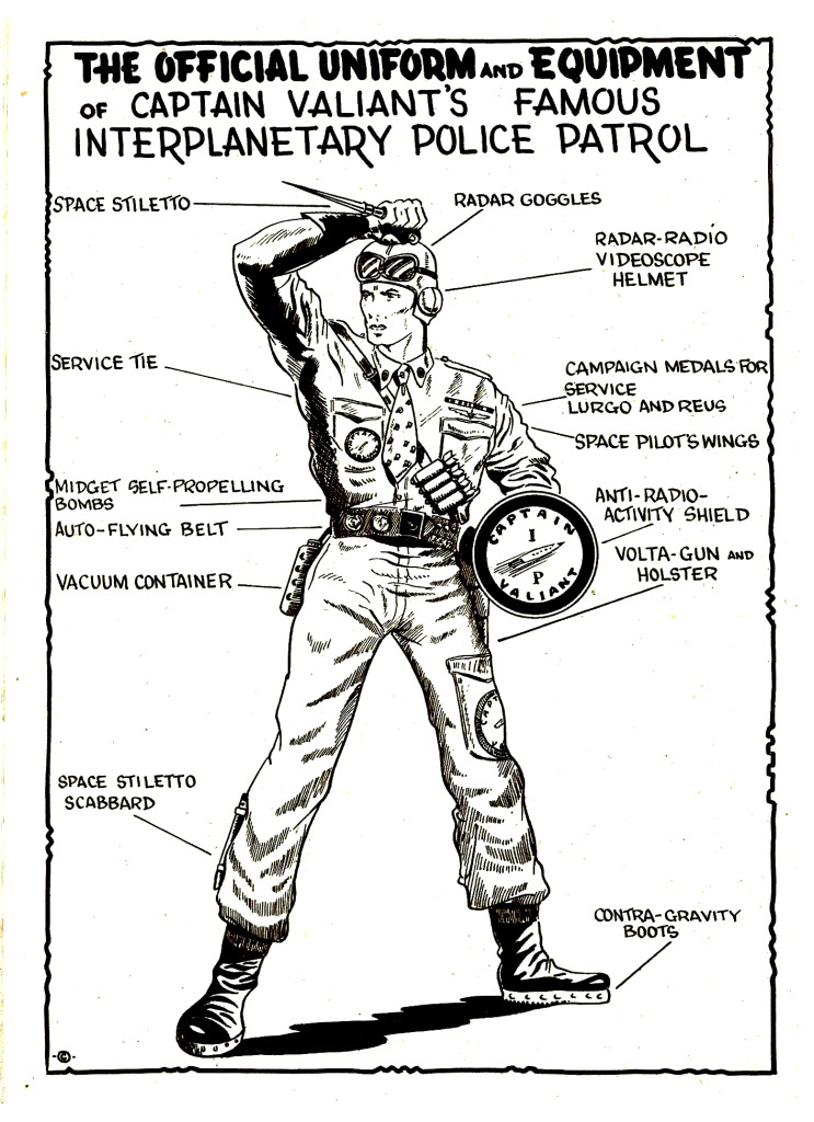 Captain Valiant's uniform as featured in Issue 50 of Space Comics - art also re-used in later issues.
