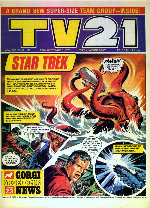 A dramatic "Star Trek" story features on the cover of this issue of a later edition of TV21.
