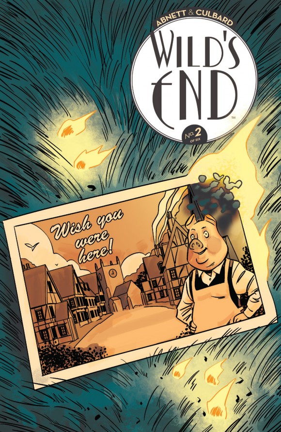 In Wilds End #2, the search for the cause of a devastating fire that has left Crowchurch in mourning leads Clive and the others deep into the forest where they meet a new ally combating an alien threat at her door.
