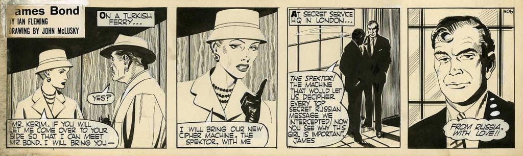 John McLusky's gorgeous art for an episode of the James Bond newspaper strip adaptation of "From Russia With Love"