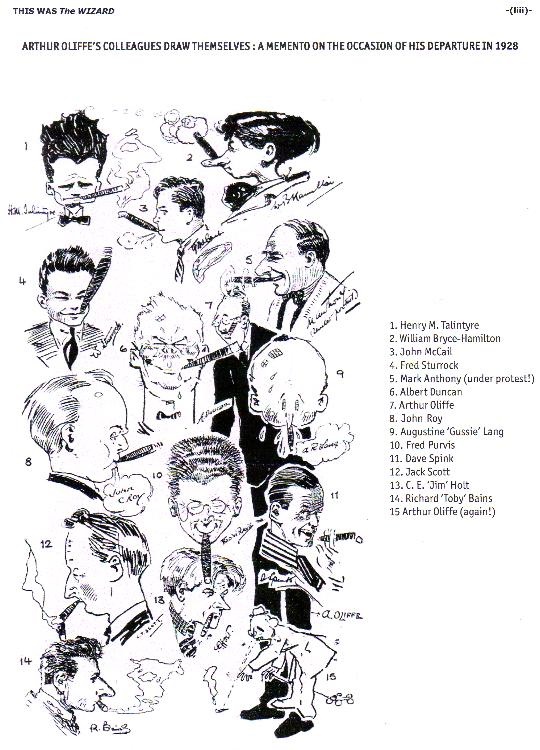 From 1928, self-caricatures of DC Thomson artists when Arthur Oliffe left the company