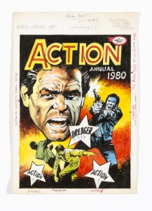 Action Annual 1980 original preparatory artwork by Mike Western with margin editorial comments. From the archive of Jan Shepheard, Fleetway art editor