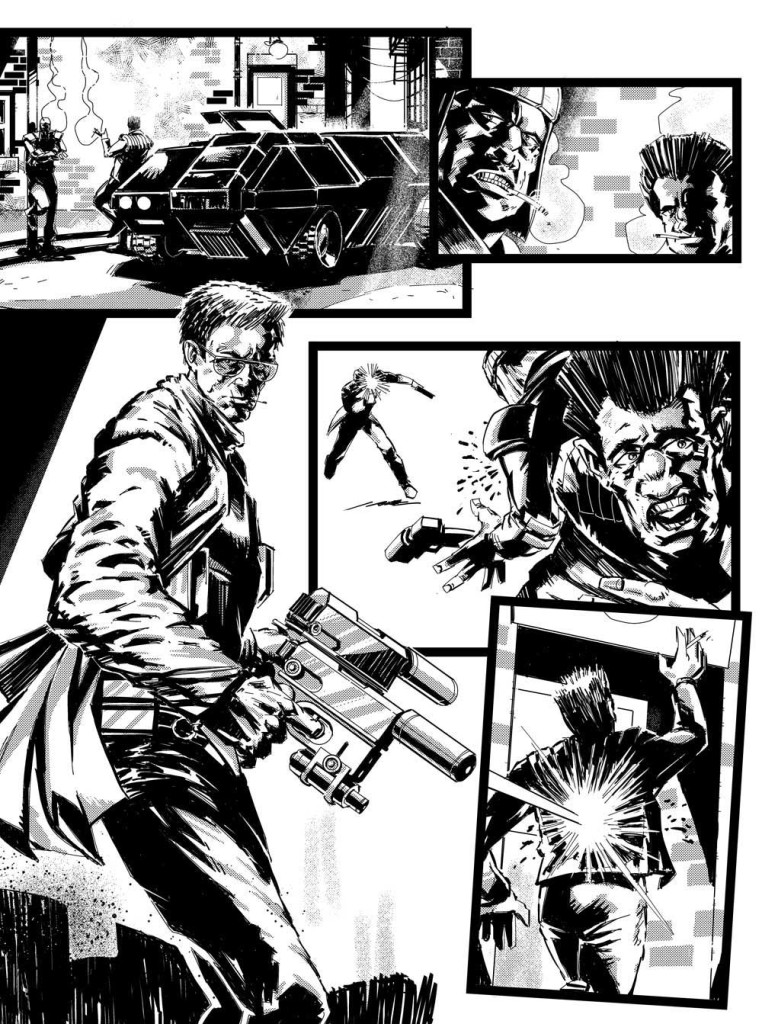 Jake Lynch's unlettered art for Page Two of "Orlok: Agent of East-Meg One: Eurozoned" Episode 3