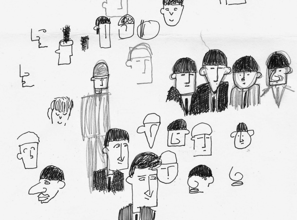 Darryl's "Beatles Scribbles", part of his prep for his next project, which will be a collaboration with two other cartoonists.