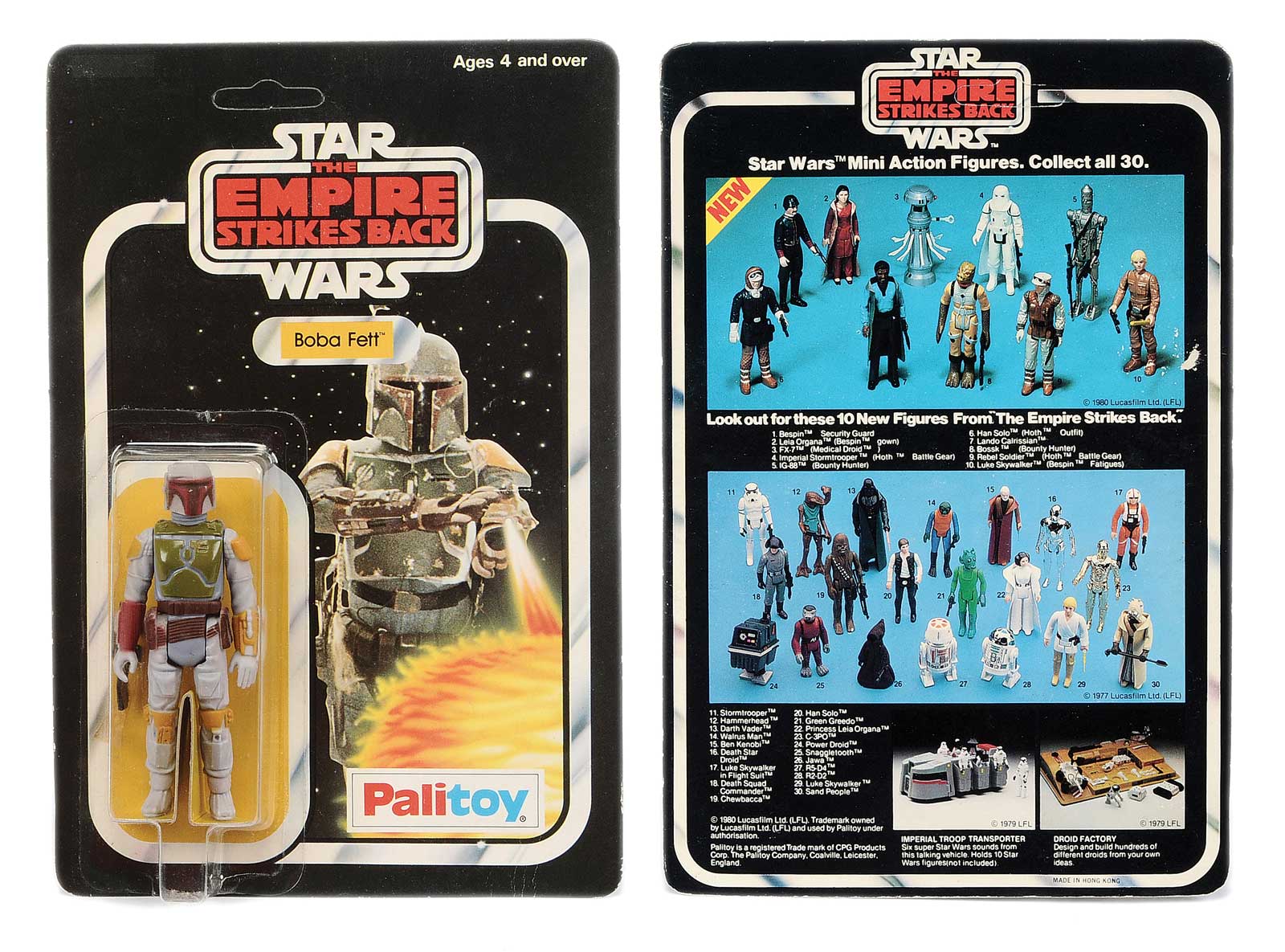 A 30B back Boba Fett on a Palitoy Star Wars The Empire Strikes Back with un-punched card