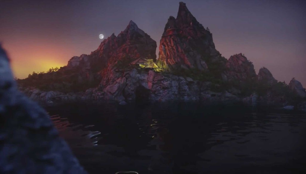 A beautiful night time shot of Tracy Island from Thunderbirds Are Go.