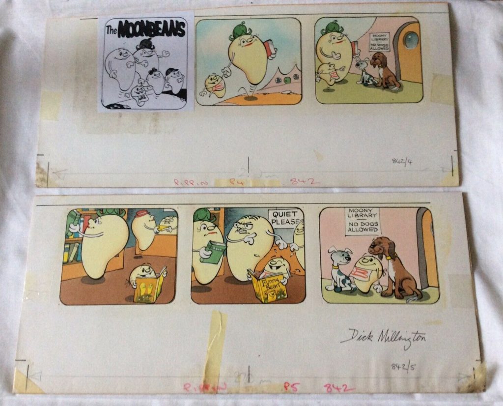 Original art for the story comic "The Moonbeans" by Dick Millington, for Pippin. Via eBay