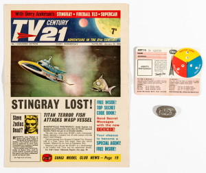 TV Century 21 No 1 (1965) with free gift Special Agent Identicode decoder and free gift from No 2 - and Special Agent Badge.