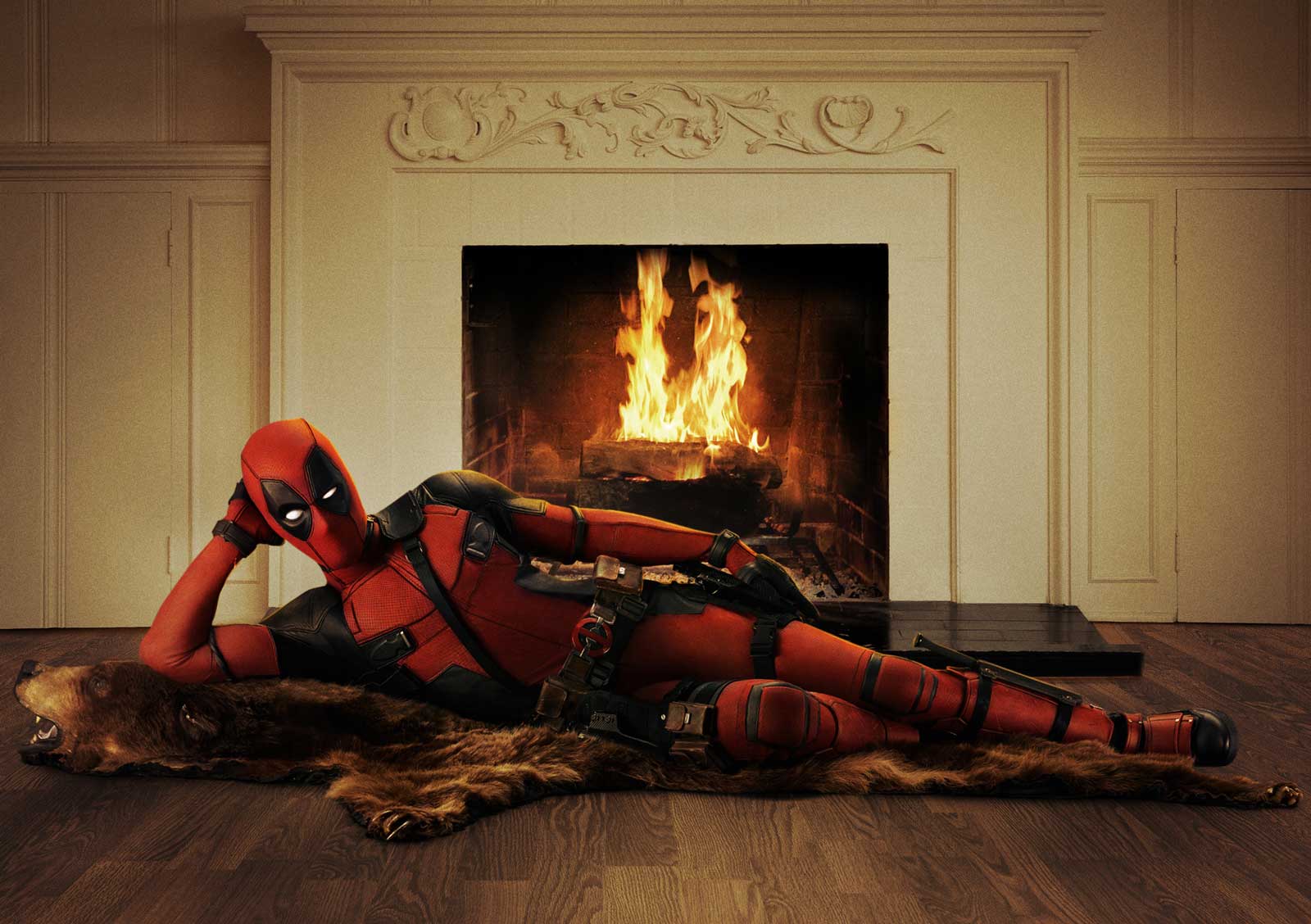 Deadpool by the Fireplace