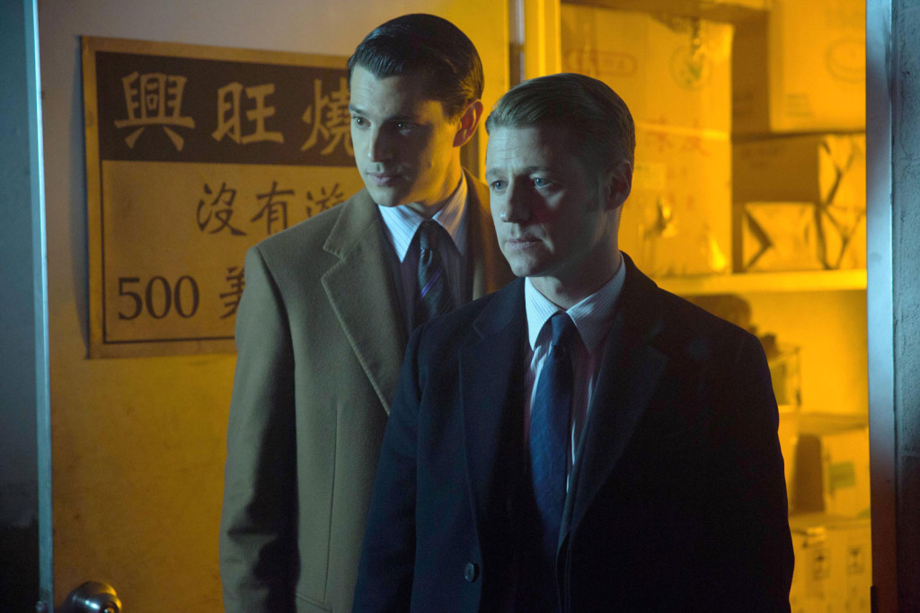 Nicholas D'Agosto as Harvey Dent and Ben McKenzie as Detective James Gordon in "Gotham: Everyone Has A Cobblepot"