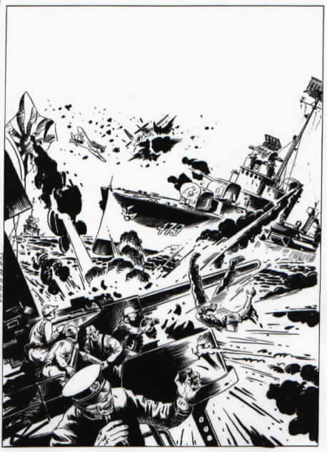 Artwork for one of Glanzman's earlier USS Stevens stories published by DC Comics.