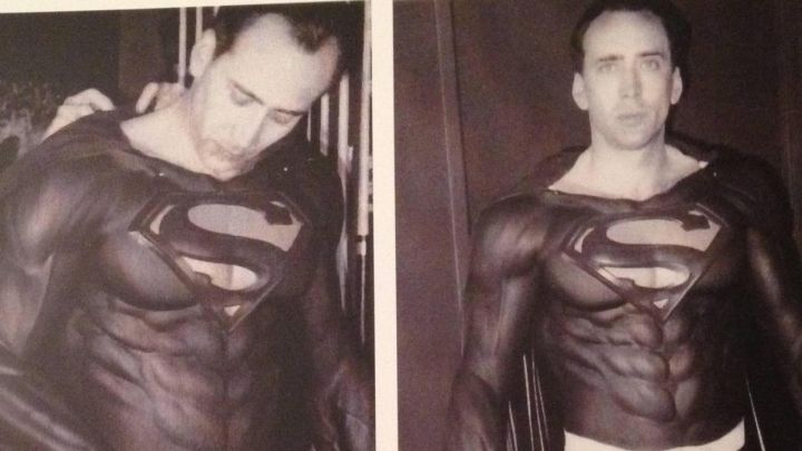 A costume test for Nicholas Cage during pre-production for the abandoned film, "Superman Lives".