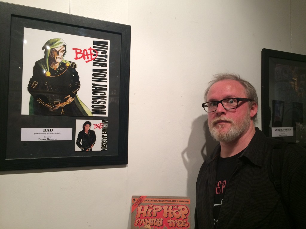Dean Beattie and his art for the exhibition, inspired by Michael Jackson's BAD.